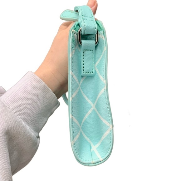 Kenneth Cole Window Pane Mini Crossbody Purse Robin White Girly Preppy Cute - Picture 6 of 12